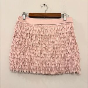 Express Fringe Skirt Cocktail Mini Pale Pink Lined Zipper Party Women’s 2 NWOT
